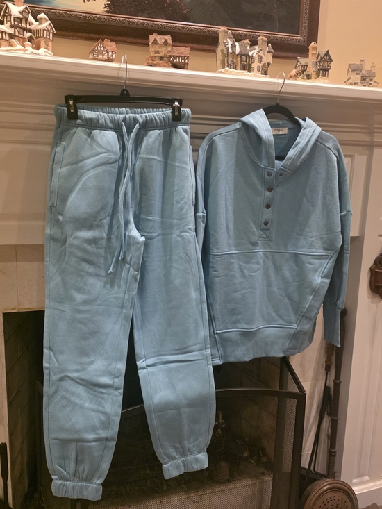 Zenana Outfitters Pants - Zenana Outfitters Light Blue Hoodie & Jogger  Set